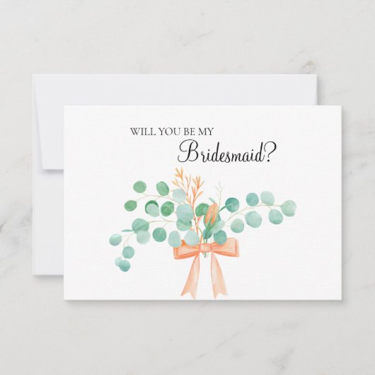 Wordt jij mijn Bridesmaid Eucalyptus Peach? (Voorkant)