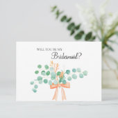 Wordt jij mijn Bridesmaid Eucalyptus Peach? (Staand voorkant)