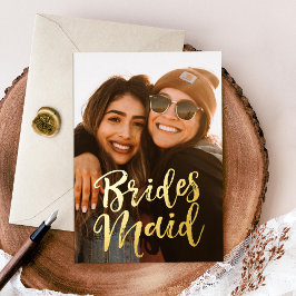 Wordt jij mijn Bridesmaid foto? Folie Uitnodiging