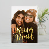 Wordt jij mijn Bridesmaid foto? Folie Uitnodiging (Staand Voorkant)