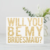 Wordt jij mijn Bridesmaid glitter Typografie Card Kaart (Staand voorkant)