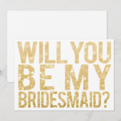 Wordt jij mijn Bridesmaid glitter Typografie Card Kaart (Voorkant / Achterkant)