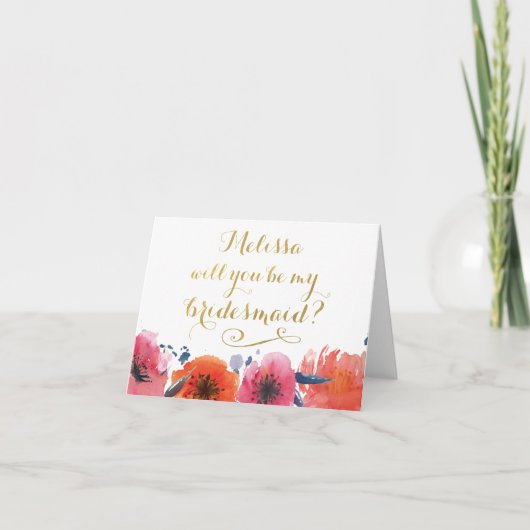 Wordt jij mijn Bridesmaid GOLD Typografie Card (Voorkant)