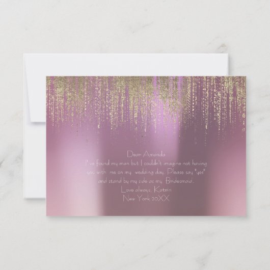 Wordt jij mijn Bridesmaid Golden Rain Lila Mauve? Kaart (Achterkant)