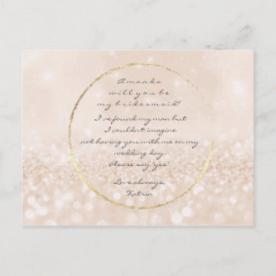 Wordt jij mijn Bridesmaid Ivory Cream Gold Glitter Uitnodiging Briefkaart