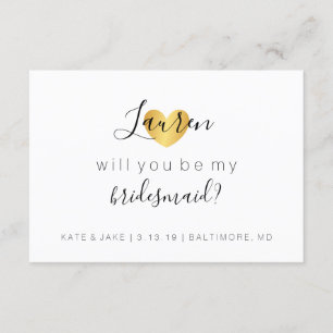 Wordt jij mijn Bridesmaid-kaart - Heart's Glam Gol Kaart