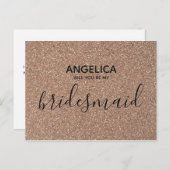 Wordt jij mijn bruidmaid Roos Gold Glitter Script? Uitnodiging Briefkaart (Voorkant / Achterkant)