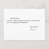 Wordt jij mijn bruidmaid Roos Gold Glitter Script? Uitnodiging Briefkaart (Achterkant)