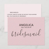 Wordt jij mijn bruidsmeisje PrettPink Patroonscrip Uitnodiging Briefkaart (Voorkant / Achterkant)
