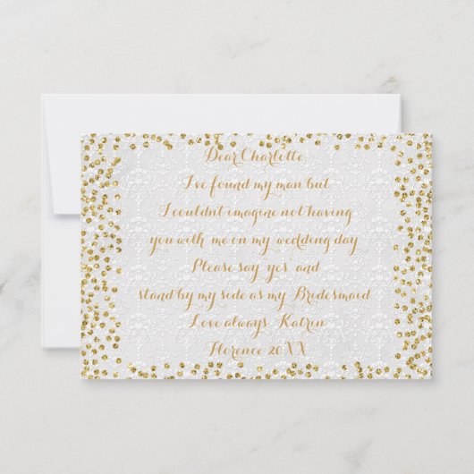 Wordt jij mijn bruidwitte goudConfetti? Kaart (Achterkant)