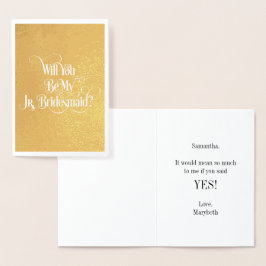Wordt jij mijn Jr Bridesmaid Gold Foil-kaart? Folie Kaarten