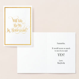 Wordt jij mijn Jr Bridesmaid Gold Foil-kaart? Folie Kaarten
