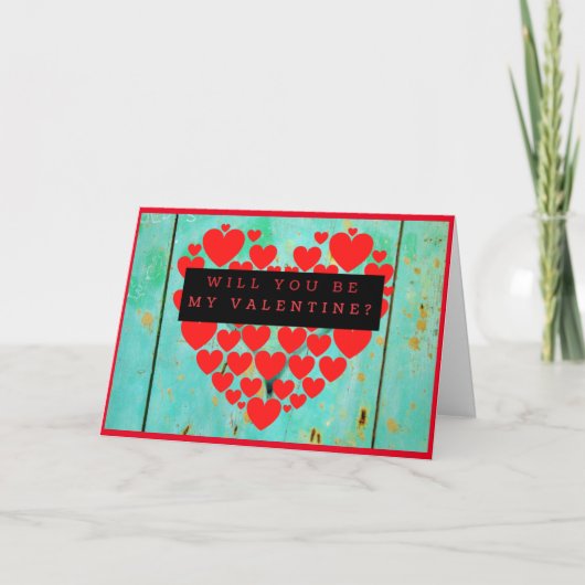 Wordt jij mijn Valentijn Red Heart Valentijn? Kaart (Voorkant)