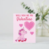 Wordt jij mijn Valentijn Unicorn Valentijn Dag? Feestdagenkaart (Staand voorkant)
