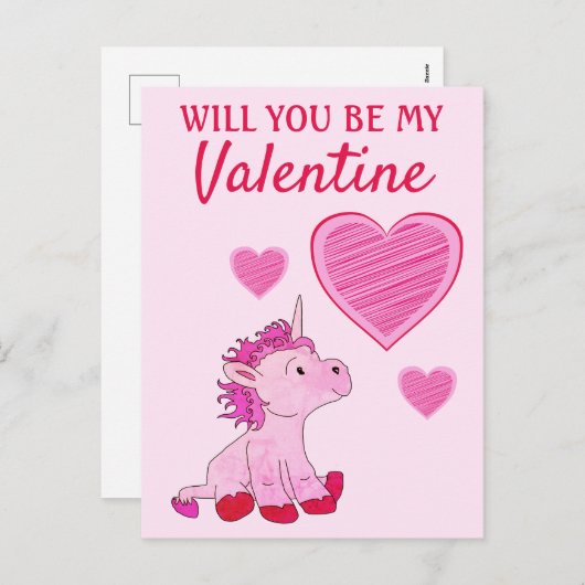 Wordt jij mijn Valentijn Unicorn Valentijn Dag? Feestdagenkaart (Voorkant / Achterkant)