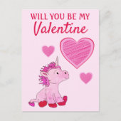 Wordt jij mijn Valentijn Unicorn Valentijn Dag? Feestdagenkaart (Voorkant)