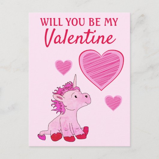 Wordt jij mijn Valentijn Unicorn Valentijn Dag? Feestdagenkaart (Voorkant)