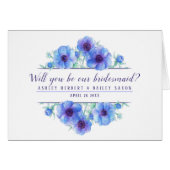 Wordt jij onze bruidsmaïde anemone blauwe kaart? (Voorkant Horizontaal)