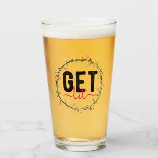 Wordt Lichtig Kerstmis Leuk Glas (Voorkant gevuld)