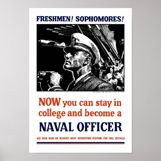 Wordt marineofficier - WW2 rekrutering Poster (Voorkant)