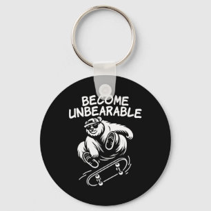 Wordt Onverdraaglijk Grappige Skateboardende Beer Sleutelhanger