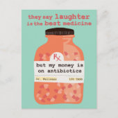 Wordt snel beter Lach vs Antibiotica Aangepast Briefkaart (Voorkant)