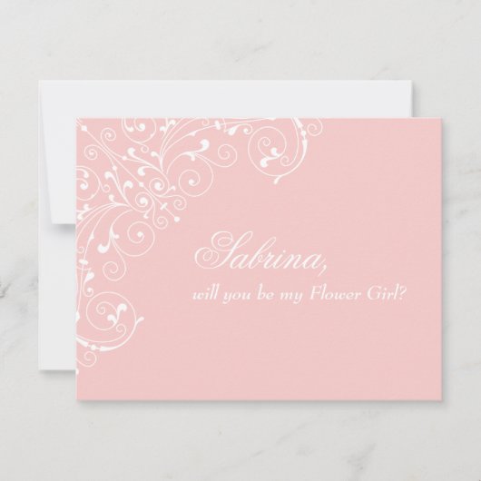 Wordt u Bloemenmeisje Delicate Pink Blush Kaart (Voorkant)