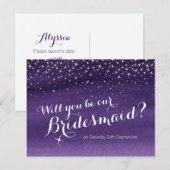 Wordt u bruidsmeisje sterrenhemel bruiloft aankondigingskaart (Voorkant / Achterkant)