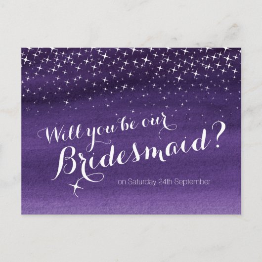 Wordt u bruidsmeisje sterrenhemel bruiloft aankondigingskaart (Voorkant)