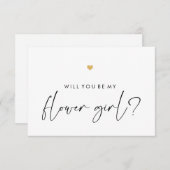 Wordt u mijn Bloemenmeisje Card Script Gold Heart? Kaart (Voorkant / Achterkant)
