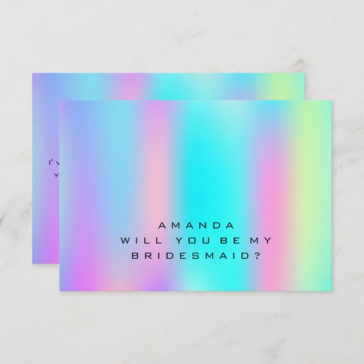 Wordt u mijn Bridesmaid Holographic Kaart (Voorkant / Achterkant)
