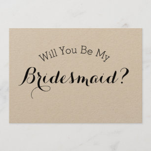 Wordt u mijn Bridesmaid Rustic Card, Kraft Paper Kaart