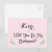 Wordt u mijn bruidsmeisje aangepaste Briefkaart (Voorkant / Achterkant)
