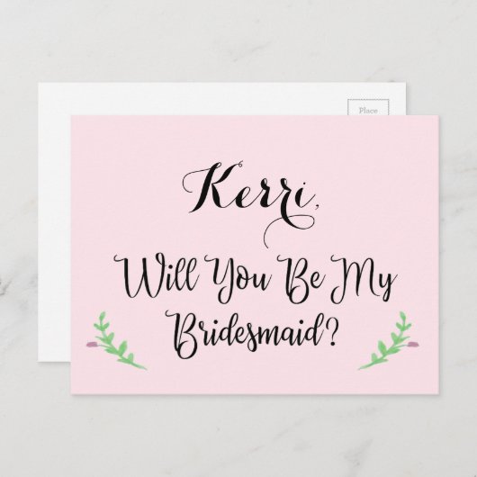 Wordt u mijn bruidsmeisje aangepaste Briefkaart (Voorkant / Achterkant)