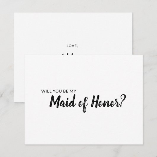 Wordt u mijn bruidsmeisje uitnodiging minimalist? briefkaart (Voorkant / Achterkant)