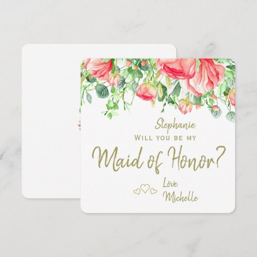 Wordt u mijn bruidsmeisje van de romantische moder kaart (Voorkant / Achterkant)