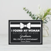 Wordt u mijn Groomsman Black/White Bow Stropdas? Kaart (Staand voorkant)