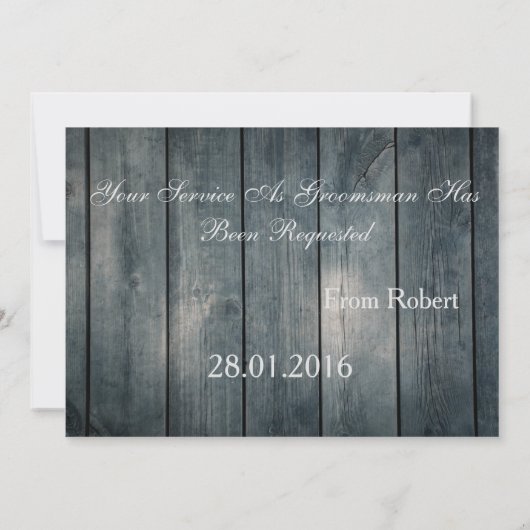 Wordt u mijn Groomsman wit Stropdas Wooden Invitat Kaart (Achterkant)