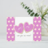 Wordt u mijn valentijn cookies bericht kaart (Staand voorkant)