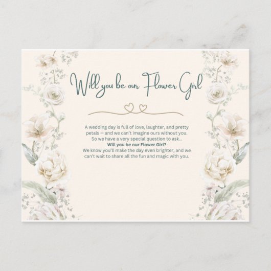 Wordt u onze Bloemenmeisje - Voorstel Briefkaart (Voorkant)