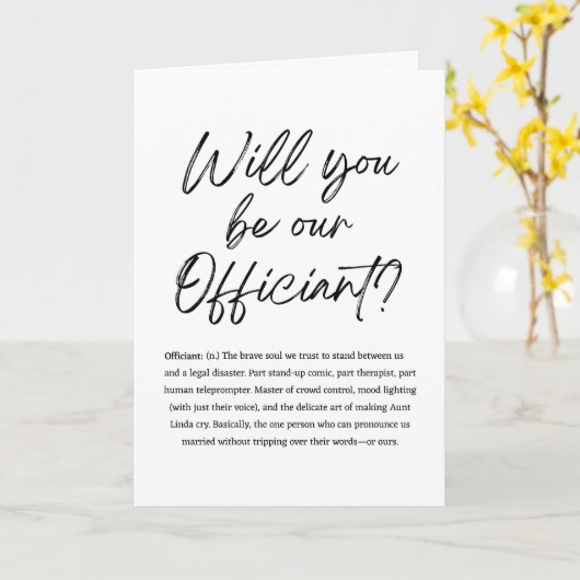 Wordt u onze Officiant Funny Officiant Voorstel? Kaart (Gele Bloem)
