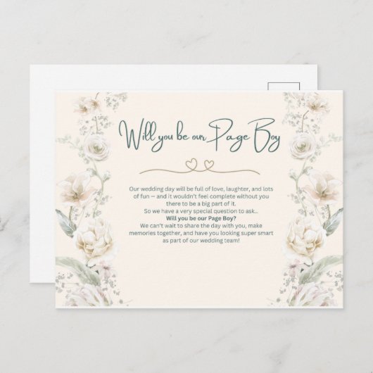 Wordt u onze page boy - voorstel briefkaart (Voorkant / Achterkant)