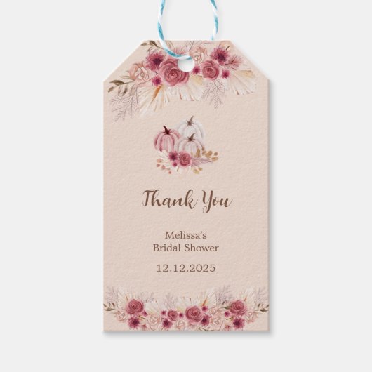 Wordt Verliefd Boho Roze Pompoen Dank Je Cadeaulabel (Voorkant)