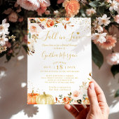 Wordt verliefd Herfst Goud Chic Bloemachtige Bruil Kaart