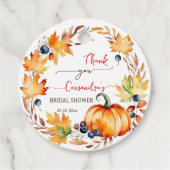 Wordt verliefd krans van pompoenbladeren bruidsdou bedankjes labels (Voorkant)