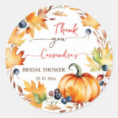 Wordt verliefd krans van pompoenbladeren bruidsdou ronde sticker (Voorkant)