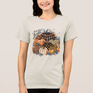 Wordt verliefd op herfst mooie rustieke Pompoen Tri-Blend Shirt
