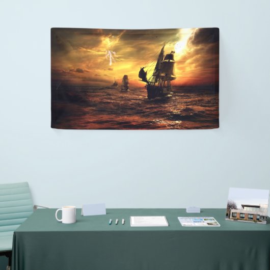 Wordt verzonden op Stormy Zee Spandoek (Beurs)
