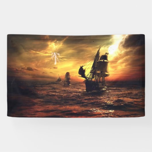 Wordt verzonden op Stormy Zee Spandoek (Horizontaal)