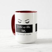 Wordt wakker als deze wimpers mok in 5 kleuren (Voorkant links)